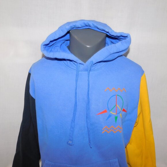 VTG 90s NIKE Urban Jungle Mens M Color block Hoodie Blue Yellow Black Swoosh - Picture 4 of 13